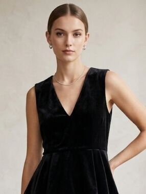 Zara Black Velvet V-Neck Peplum Top - Women